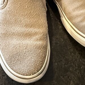 Vans Asher Slip On Sneakers Beige Textured Canvas Gold Flecks 721356 Womens 7